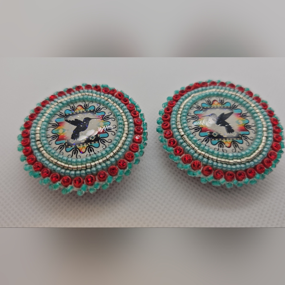 Traditional Native American Beaded Powwow Earrings..Handmade..